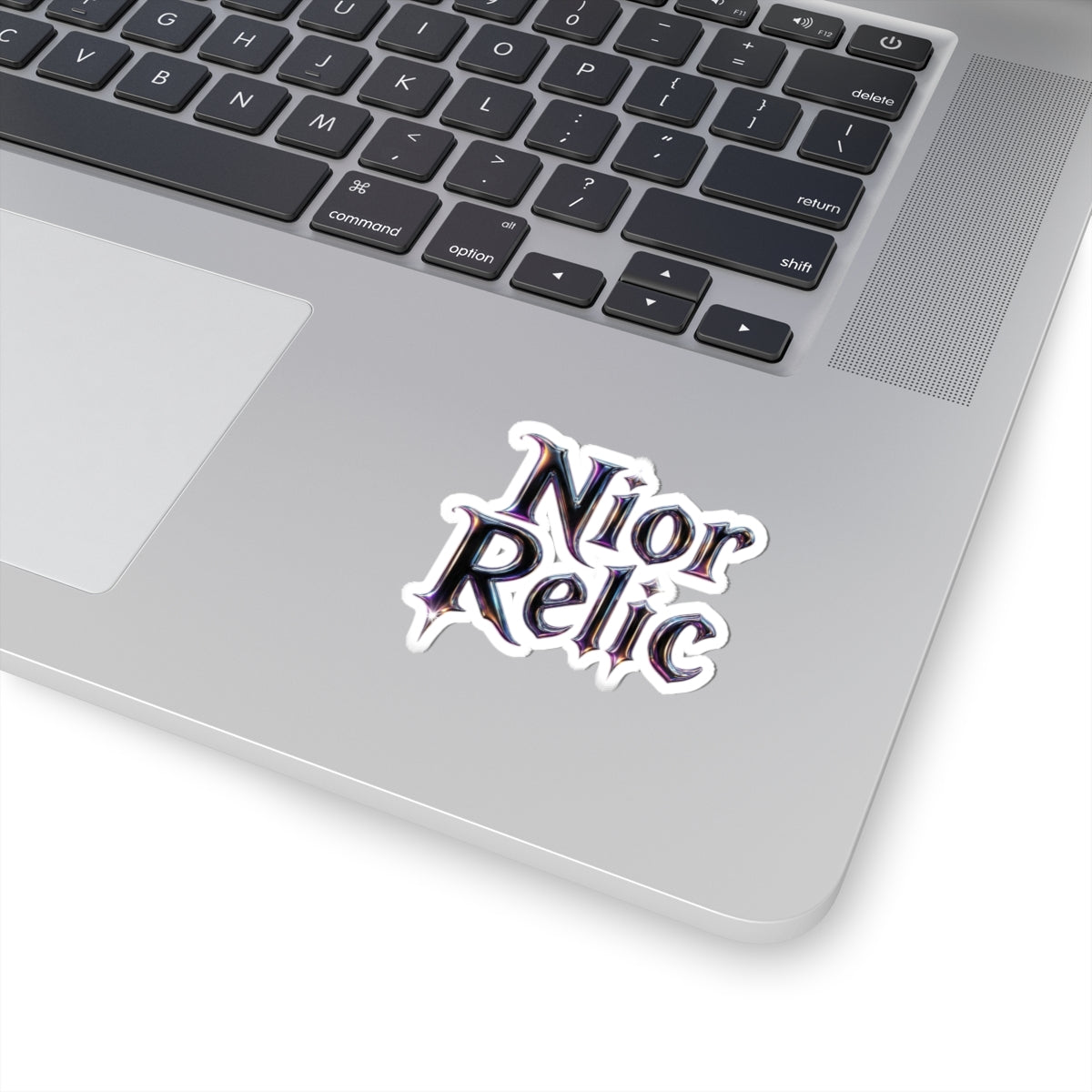 Nior Relic Metallic Gothic Sticker — Iridescent Retro Laptop Decal
