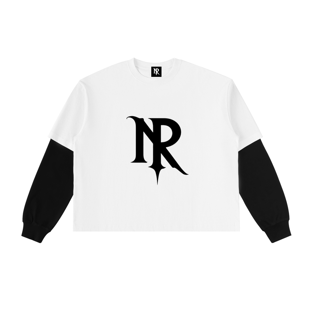 Layered Contrast Sleeve Cotton T-Shirt